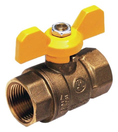 GRAINGER APPROVED Ball Valve, Brass, Inline, 2-Piece, Pipe Size 1 in ...