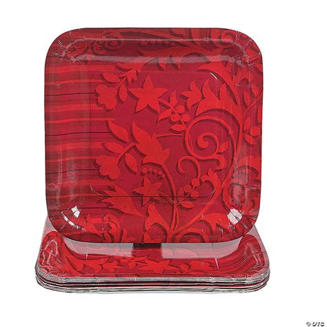 Red on Red Square Dinner Plates - Discontinued