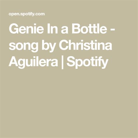 Genie In a Bottle | Genie in a bottle, Christina aguilera songs, Christina aguilera