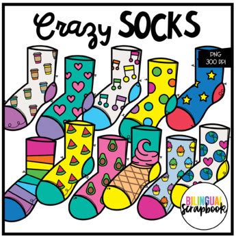 Crazy Socks Clipart by Bilingual Scrapbook - Clipart and K-2 Resources