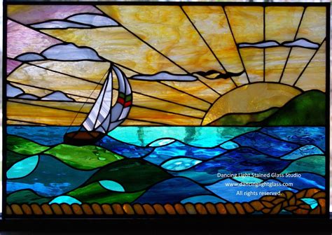 Custom Stained Glass Ocean Scene by Dancing Light Stained Glass Studio ...