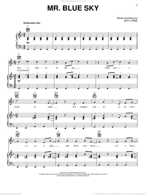 Orchestra - Mr. Blue Sky sheet music for voice, piano or guitar