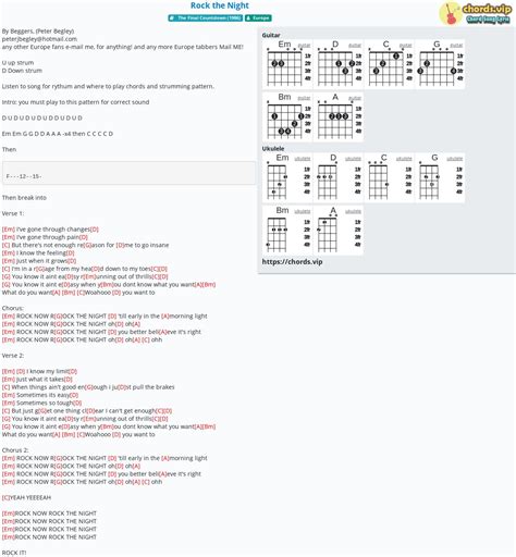 Hợp âm: Rock the Night - cảm âm, tab guitar, ukulele - lời bài hát ...