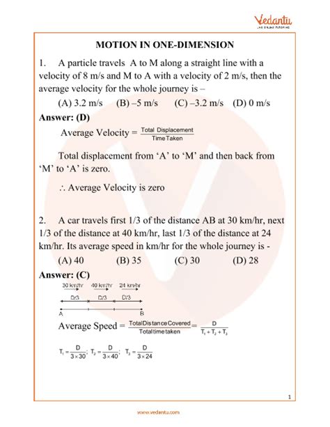 NEET Motion in One Dimension Important Questions