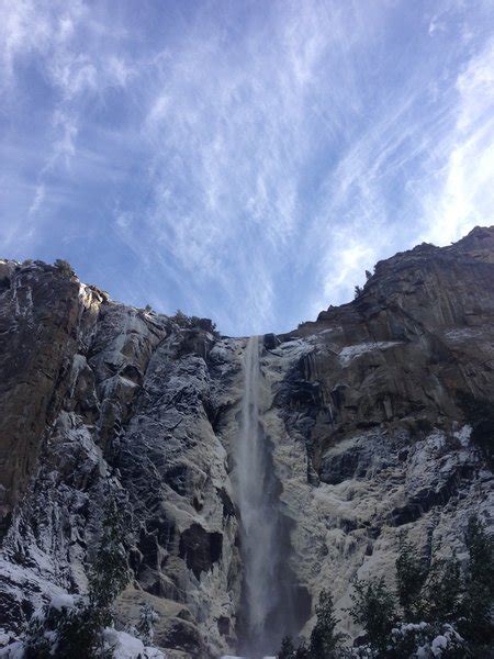 Bridal veil falls on a beautiful winter day as seen from the trail of the same name.