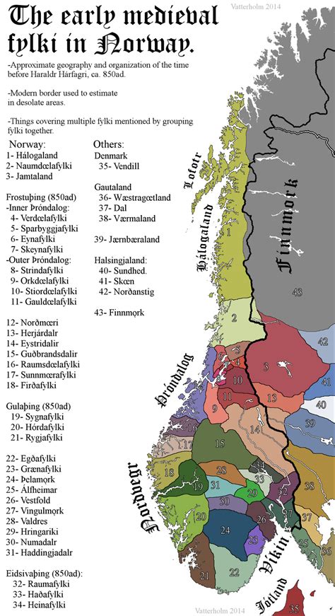 OC: The Viking-age Fylki (Petty kingdoms) in Norway before the ...