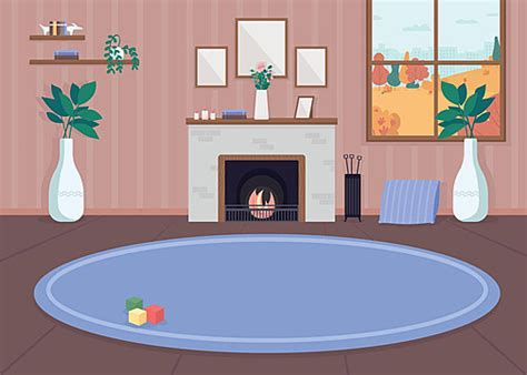 Cozy Living Room Vector Flat Illustration Table Cozy Design Vector ...