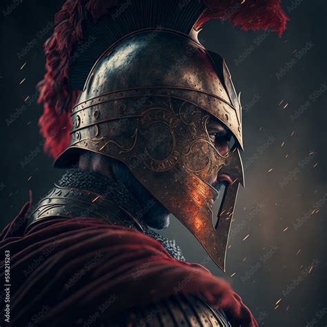 spartan warrior in armor, side view, medieval knight in armor ...