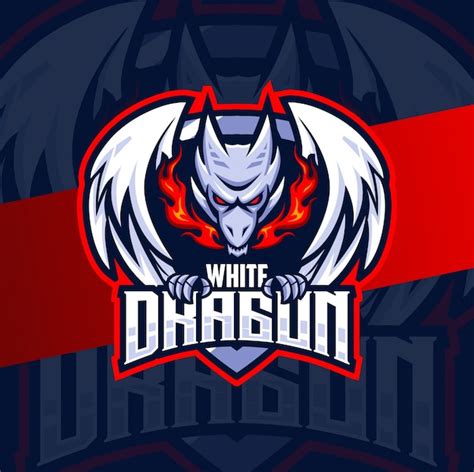 Premium Vector | White dragon mascot esport logo design