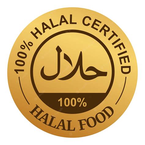 Premium Vector | Halal certificate 100 halal, halal food gold vector design