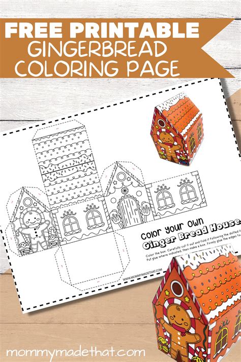 Gingerbread House Coloring Page (Build Your Own 3D House)