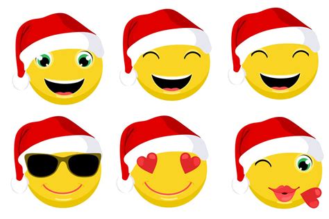 Christmas Emoticons / Emoji Vector Set By land_art | TheHungryJPEG