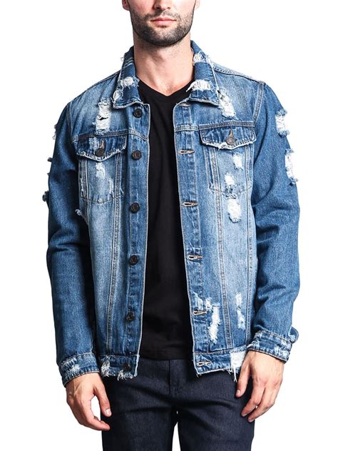 Victorious Men's Classic Distressed Denim Trucker Jean Jacket DK100 ...