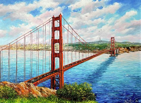 Golden Gate Bridge Original Painting, San Francisco Wall Art ...