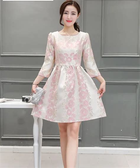 2017 new arrival women's fashion Korean design slim dresses girls casual school pink lace dress ...