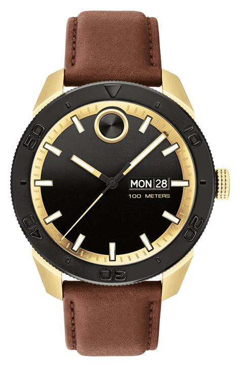 Movado Bold Sport Leather Strap Watch, 43.5mm | Nordstrom