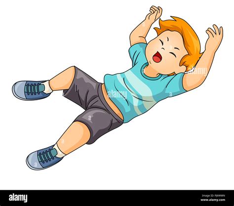 Illustration of a Kid Boy Falling Down the Floor Stock Photo - Alamy