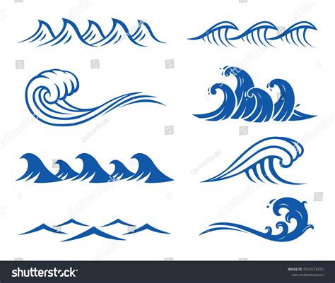 Vector Ocean Waves Illustrations Isolated Background Stock Vector ...