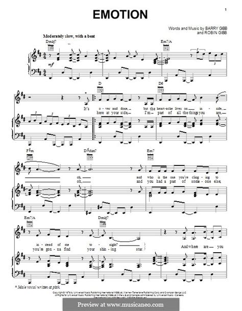 Emotion (Destiny's Child) by B. Gibb, R. Gibb - sheet music on MusicaNeo