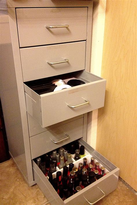 I'm storing my nail polishes in an IKEA Helmer. | Ikea craft room, Diy ...