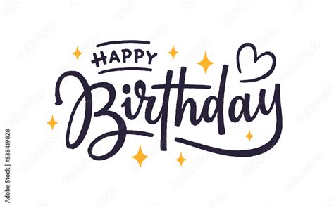 Happy birthday lettering on hand drawn birthday icon background Stock-Vektorgrafik | Adobe Stock