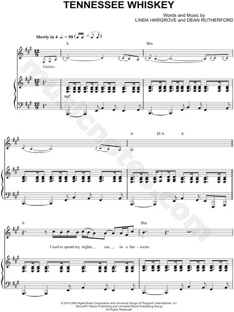 Chris Stapleton "Tennessee Whiskey" Sheet Music in A Major (transposable) - Download & Print ...