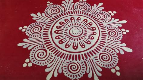 Beautiful Round Alpona Designs For Beginners/Festival Special Round Rangoli Design/Moni Small ...