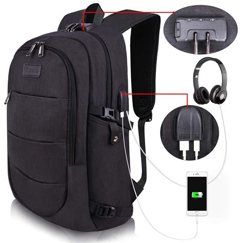 Tzowla Business Laptop Backpack Water Resistant Anti-Theft College Backpack with USB Charging ...