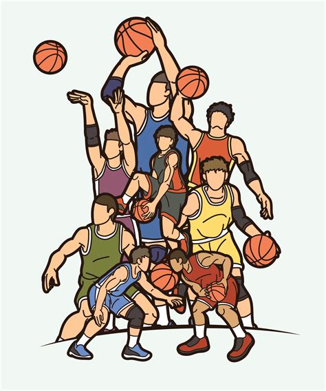 Basketball Players Action Cartoon Art 2004676 Vector Art at Vecteezy