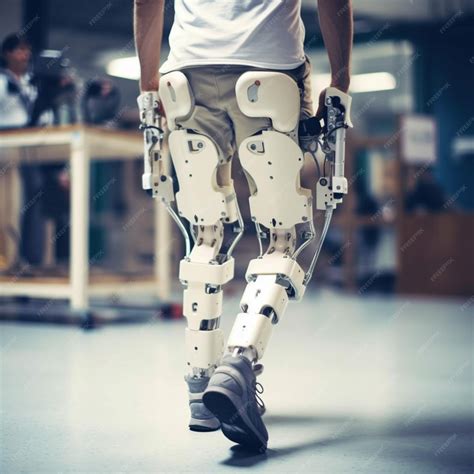 Premium AI Image | Arafed man walking with a prosthetic leg in a lab generative ai