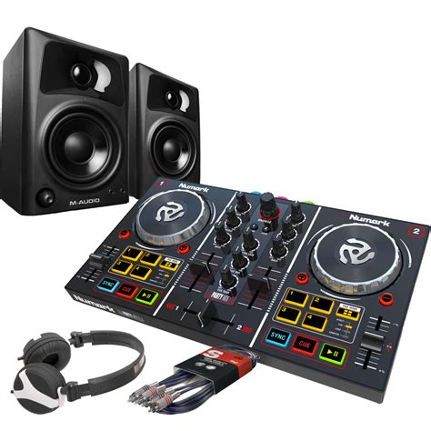 Numark Party Mix DJ Controller, M-AudiO AV32 Speakers, HF125 Bundle ...