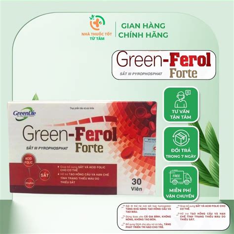 Iron Tablets GREEN FEROL FORTE Box of 30 Capsules - Organic iron supplements, improve anemia ...