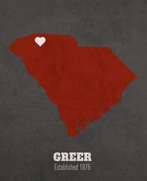 Greer South Carolina City Map Founded 1876 University of South Carolina Color Palette Mixed ...