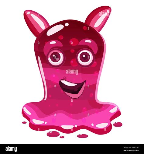 Slime jelli monster character, liquid red creature. Funny cute cartoon vector illustration Stock ...