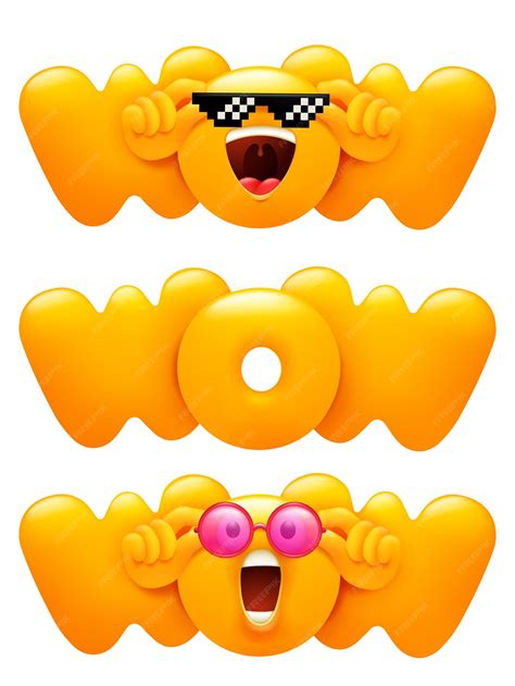 Premium Vector | Wow emoji icon set with emoticon yellow character. 3d ...