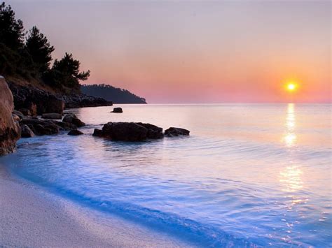 720P free download | Silent Beach, ocean, sunset, waves, trees, sea ...