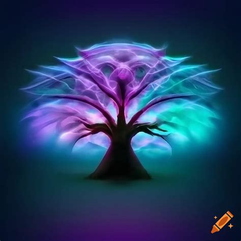 Tree of life with fairy lights in vibrant colors on Craiyon