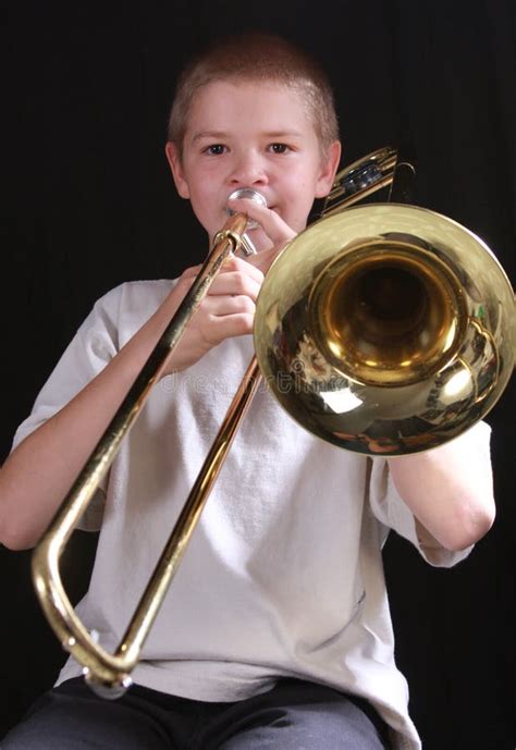 Trombone player 4 stock image. Image of casual, grey, bell - 6873111