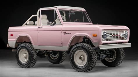 This is a 454bhp classic Ford Bronco in a very cool shade of pink | Top Gear