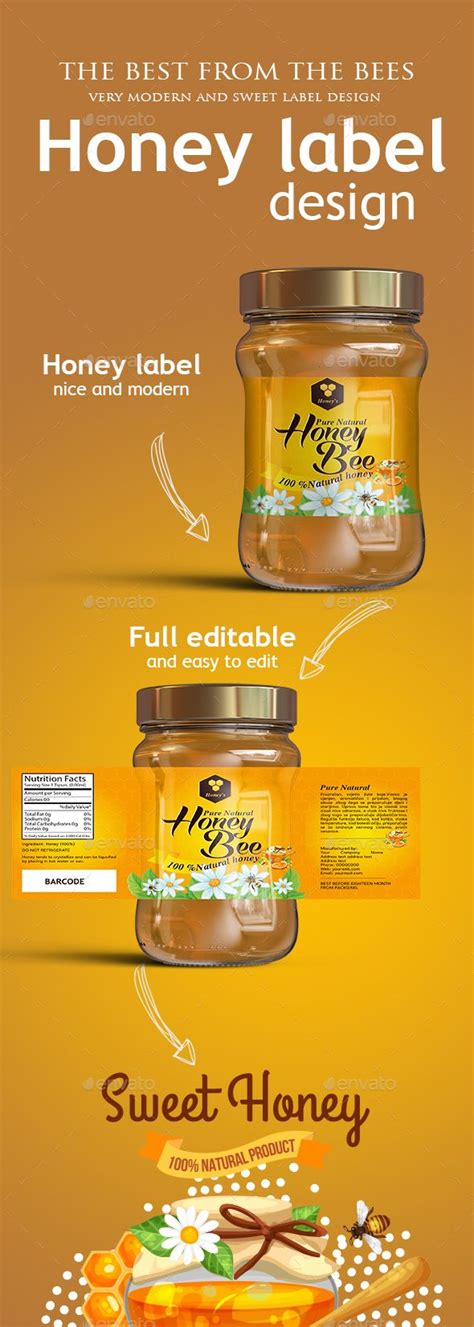 Honey label template | Honey label, Honey jar labels, Honey label design