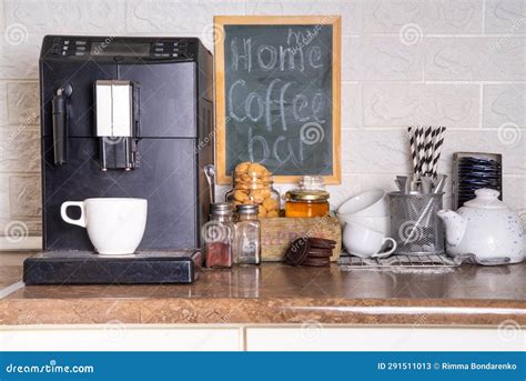 Home Coffee Station, Home Coffee Bar Stock Image - Image of espresso ...