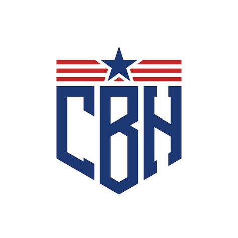 Premium Vector | Patriotic CBH Logo with Star and American Flag Straps Letter CBH Logo with USA Flag