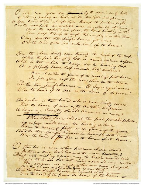 National Anthem History: Early draft of "The Star-Spangled Banner"