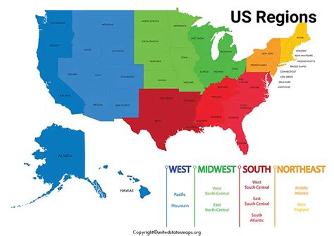 Printable Regions Map of United States - United States Maps