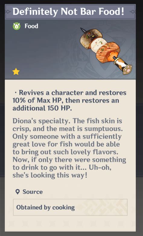 Diona's Specialty Food is "Mondstadt Grilled Fish"! : r/Genshin_Impact