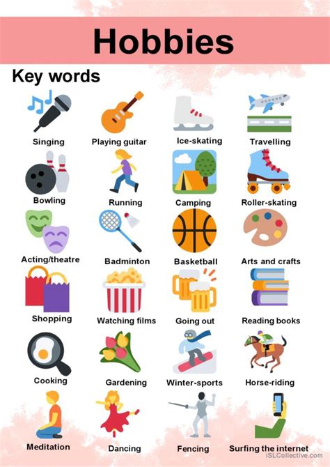 hobbies and pastimes dialogue and vo…: English ESL worksheets pdf & doc