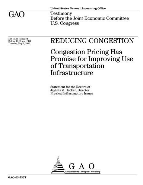 Reducing Congestion: Congestion Pricing Has Promise for Improving Use of Transportation ...