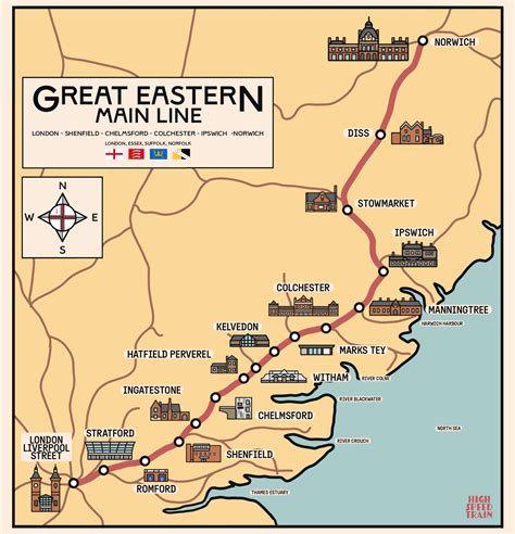 [OC] A Railway Map of the Great Eastern Main Line, England : r/TransitDiagrams