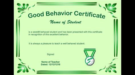 How To Draw Good Behavior Certificate In Coreldraw Youtube With Regard ...