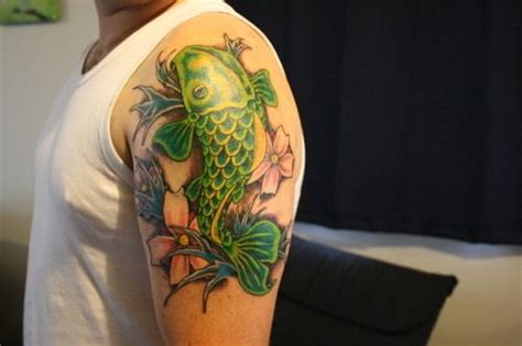 Green Koi fish tattoo